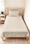 Cream Minimal Young Room Single Pique Set - Quilted Ecru 160X220 cm Seasonal Bedspread - 2