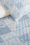 Blue Geometric Youth Room Single Pique Set - Modern White 160X220 cm Quilted Bedspread - 3