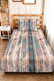 Bohemian Geometric Brown Single Pique Set - Ethnic Anthracite Striped 160X220 cm Bedspread - 2