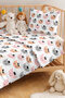 Colorful Cats Patterned Girls' Pique Set - Pastel Gray Seasonal Bedspread - 160X220 cm - 2