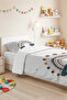 Rainbow Pastel Boy's Room Single Pique Set - Bohemian Blue Tile 160X220Cm Bedspread - 6