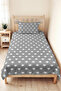 Starry Gray Children's Room Single Decorative Pique Set - Smoked 160X220 cm Quilted Bedspread - 4