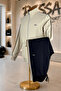 Beige Stand Collar Striped Tracksuit Set with Zipper Pockets, Elastic Cuffs, Double Face Fabric for Men