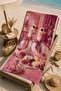 Pink Picnic Patterned 70X150 Beach Towel with Bird Figure - 2