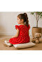 Girls' Red Bow Patterned Ruffle Sleeve Cotton Summer Casual Dress - 4