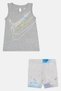 Toddlers Girl Graphic Print Sleeveless Top And Shorts Set, Grey - 2