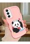 Samsung Galaxy A24 Compatible Case Camera Protector Pink Silicone Couple Phone Case Panda Pattern