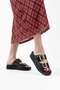 Black leather buckle slippers tr17my01a