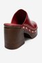 Bellune Red Patent Leather Genuine Leather Women's Thick Heeled Slippers with Rivet Detail - 5