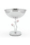 Silver Stainless Steel Footed Candy Bowl with Decorative Rose Stem & Pink Balls – 20×24 cm