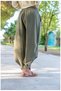 Women's Khaki Linen Mesh Detailed Bohemian Pinterest Style Shalwar Trousers - 8