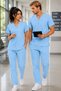 Lycra Scrubs Medical Uniform, Nurse Doctor Hospital Uniform, Men and Women, Healthcare Staff Uniforms, Navy Blue, Purple, Beige, Gray, Burgundy, Coffee, Orange, Blue, Mint, Sage Green, Green, Khaki - 7