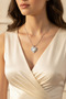 Stylish Design Steel Heart Pendant Necklace with Zircon Stone Detail for Women - 2