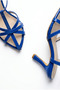 Women's Navy Blue Patent Leather Piping Detailed Strapped Pointed Toe Thin Heel Stiletto Classic Heeled Shoes Zare - 5