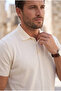Newman Regular Fit Buttoned Polo Collar Viscose Knitwear Men's T-Shirt - Ecru - 5