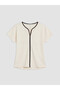Alita City Blouse with Contrast Collar and Ribbon Detail - 5