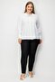 Women's Plus Size Shirt with Stripe Stone Detail on Collar and Placket 0080 Ecru - 2
