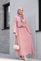 Single Button Embroidered Skirt Linen Look Suit - Dried Rose - 5