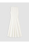 Lcw Comfort White Crew Neck Gathered Dress - 3