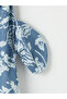 Lcw Everyday Blue Shirt Collar Patterned Belted Waist Jean Dress - 3