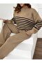 Stylish Striped Knitwear Top and Bottom Set - 5