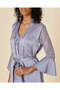 Women Mauve Lace Sleeve Satin Robe - 4