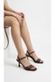 Women's Brown Stone Buckle Detailed Ankle Belt Detailed Square Toe Thin Heeled Evening Dress Casual Sandals - 3