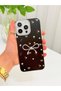 iPhone 15 Pro Case with Marbling Effect, 3D Bow and Floral Pattern, Raised Camera Cover - 5