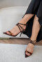 Rigon Gold Accessory Buckle Women's Bitter Brown Heeled Shoes - 3