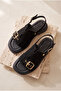 Premium Suede Look Gold Buckle Casual Summer Back-Strap Sandals - 2