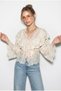 Women's Ecru Flywheel Detailed V-Neck Transparent Lace Shirt 1114 60286421 - 5