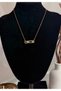 Gold Color Hanging Needle Design Zircon Stone Women's Steel Necklace - 2