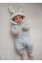 100% Knitwear Rabbit Ear Pompom Jumpsuit