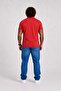 Men's Large Size Single Jersey Polo T-Shirt with Stand Collar 26400 Red - 3