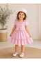 Girls' Hat-And-Headband Dress with Tie-Up Bows on the Shoulder in Turquoise Fabric