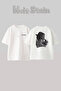 تي شيرت Notorious BIG Design مطبوع من الخلف مصنوع من القطن باللون الأبيض مقاس كبير