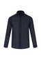 Navy Blue Comfort Fit Hidden Button Collar Linen Shirt