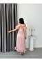 Powder Flounce Strap Ruffle Lined Chiffon Evening Dress - 7