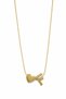Yellow Color Women's Necklace with Steel Heart and Letter F Detail