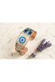 New series copper evil eye patterned wide adjustable clamp bracelet with gift - 3