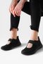 Lightweight Sole Elastic Velcro Ballerina Women's Sports Shoes Black - 4