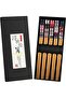 5 Pairs Japanese Style Wooden Chopsticks Set with Non-Slip Tips Cat Pattern Chopstik Set with Box - 2