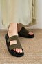Linea Khaki Color Geometric Cut Women's Slippers - 2