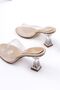 Zri̇n-619 Beige Patent Leather Transparent Strap Transparent Heeled Round Toe Women's Slippers - 6