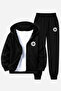 Printed Zippered Unisex Children's Top and Bottom Tracksuit Set - 3