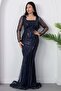 Square Neckline Long Sleeve Beaded Evening Dress 41231 - 6