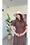 Short Sleeve Buttoned Belted Maxi Length Shirt Collar Very Stylish Comfortable Dress - 4