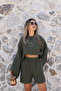 Khaki Standard Size Loose Fit Bat Sleeve Blouse - 2