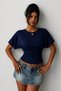 Qlay Women's 2-Piece Navy Blue Burgundy Fitted Wide-Sleeve Viscose Blouse - Soft Textured Stylish Summer Wear - 3