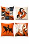 Orange Horses Patterned 4-Piece Throw Pillow Cover Set - 3